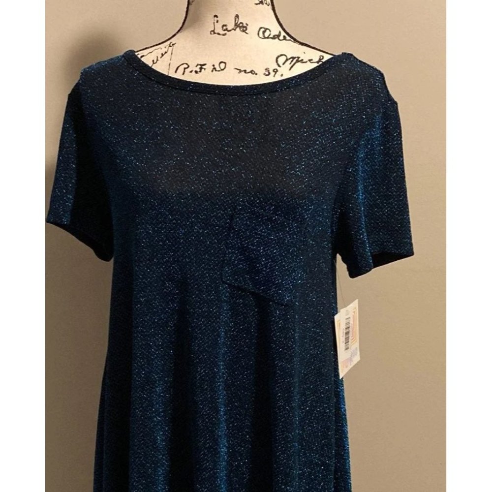 Lularoe Blue Metallic Carly Dress